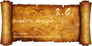Komán Orsika névjegykártya
